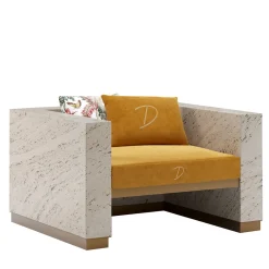Dolcefarniente Outdoor by DFN Outdoor Armchairs<Eternal Square Backlit Travertine Marble Armchair by Bebo & Angel