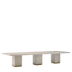 Dolcefarniente Outdoor by DFN Outdoor Dining Tables<Eternal Square Backlit Travertine Marble Dining Table by Bebo & Angel