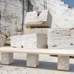 Dolcefarniente Outdoor by DFN Outdoor Dining Tables<Eternal Square Backlit Travertine Marble Dining Table by Bebo & Angel