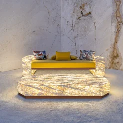 Dolcefarniente Outdoor by DFN Outdoor Chaises & Daybeds<Eternal Square Backlit Travertine Marble Daybed by Bebo & Angel