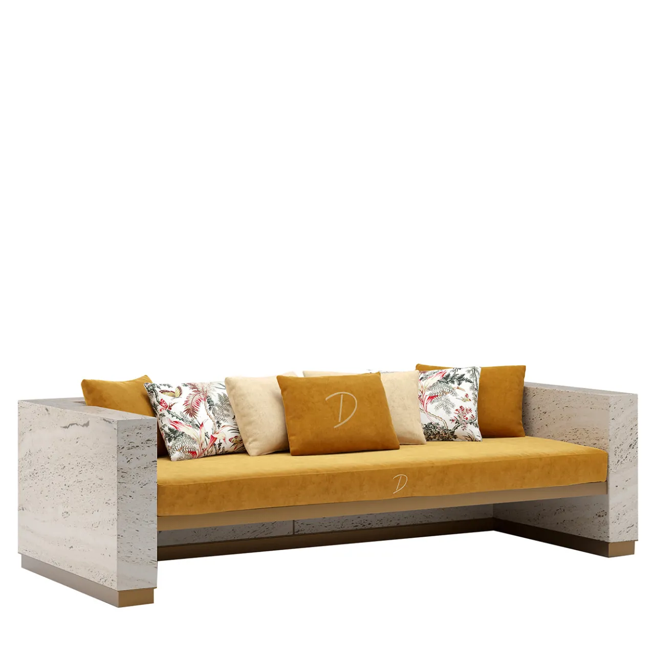 Dolcefarniente Outdoor by DFN Outdoor Sofas & Benches<Eternal Square Backlit Travertine Marble Sofa by Bebo & Angel