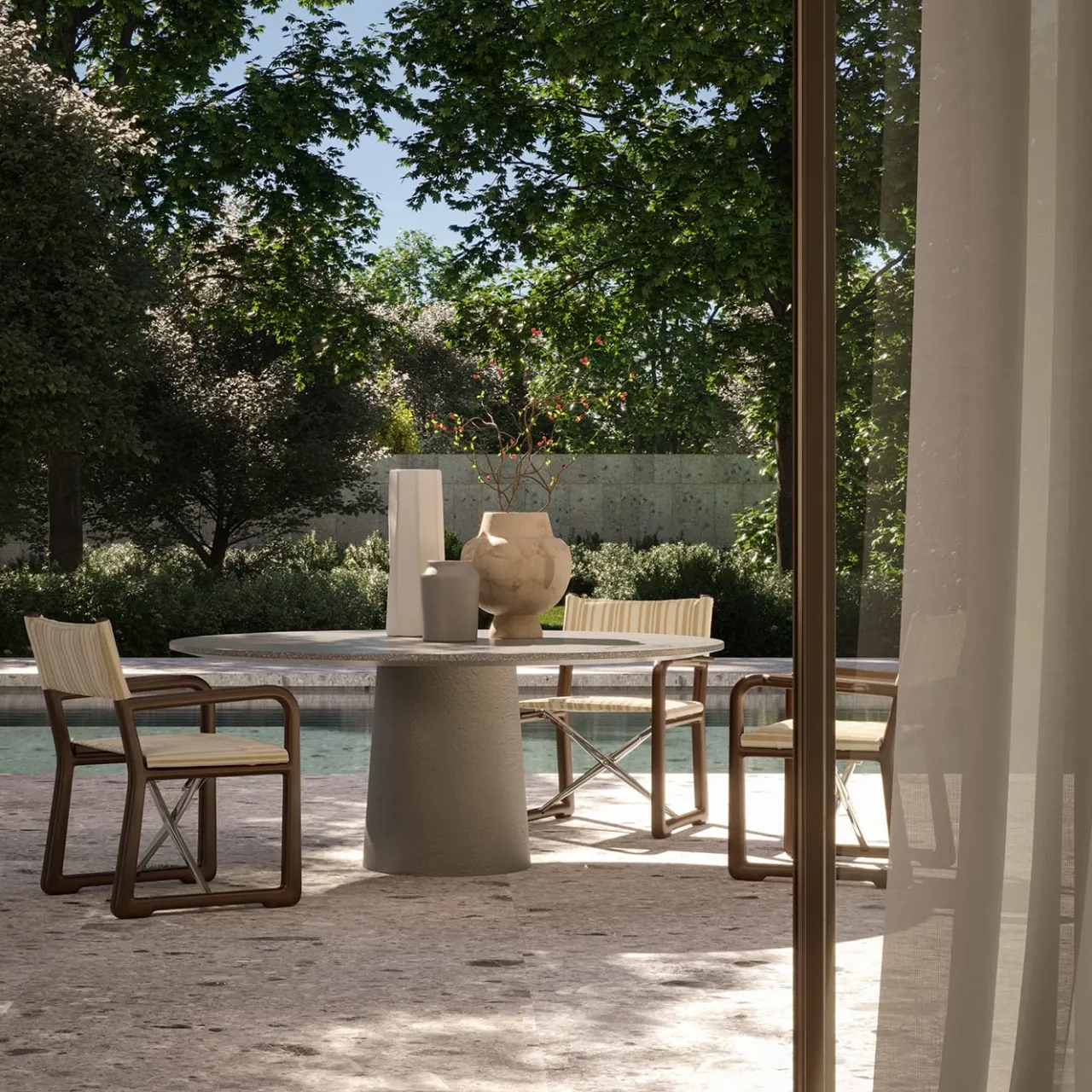Exteta Outdoor Dining Tables<Etna Round Porphyry Outdoor Dining Table by Massimo Castagna