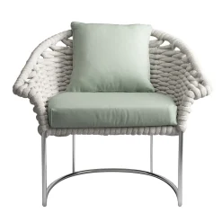 Galbiati Fratelli Outdoor Armchairs<Eva Silver Steel and Rope Outdoor Armchair
