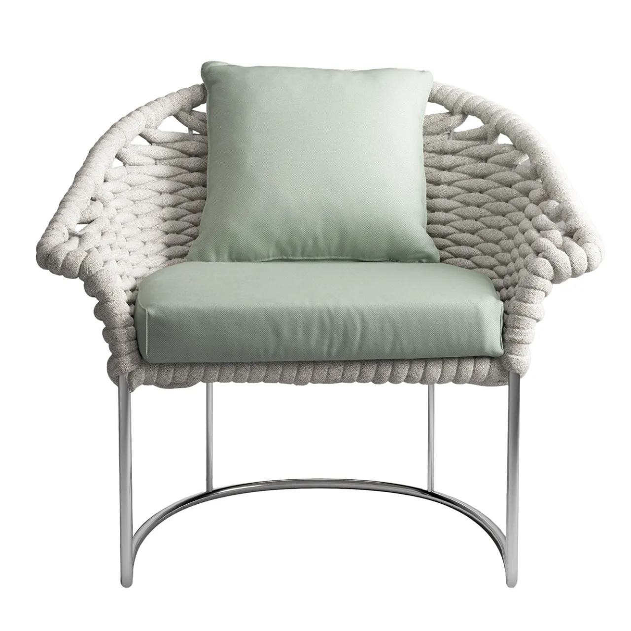 Galbiati Fratelli Outdoor Armchairs<Eva Silver Steel and Rope Outdoor Armchair