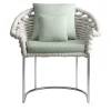 Galbiati Fratelli Outdoor Armchairs<Eva Small Silver Steel and Rope Outdoor Armchair
