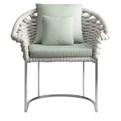 Galbiati Fratelli Outdoor Armchairs<Eva Small Silver Steel and Rope Outdoor Armchair