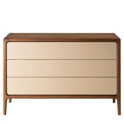 Morelato Dressers<1201/F 3-Drawer Beige Leather-Covered Dresser by Libero Rutilo