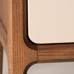 Morelato Dressers<1201/F 3-Drawer Beige Leather-Covered Dresser by Libero Rutilo