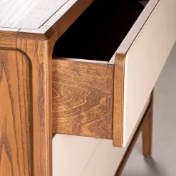 Morelato Dressers<1201/F 3-Drawer Beige Leather-Covered Dresser by Libero Rutilo