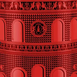 Fornasetti Cabinets<Facciata Quattrocentesca Red Curved Small Cabinet