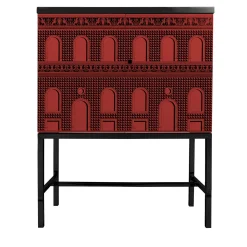 Fornasetti Cabinets<Facciata Quattrocentesca Red Raised Small Cabinet