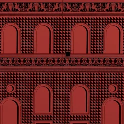 Fornasetti Cabinets<Facciata Quattrocentesca Red Raised Small Cabinet