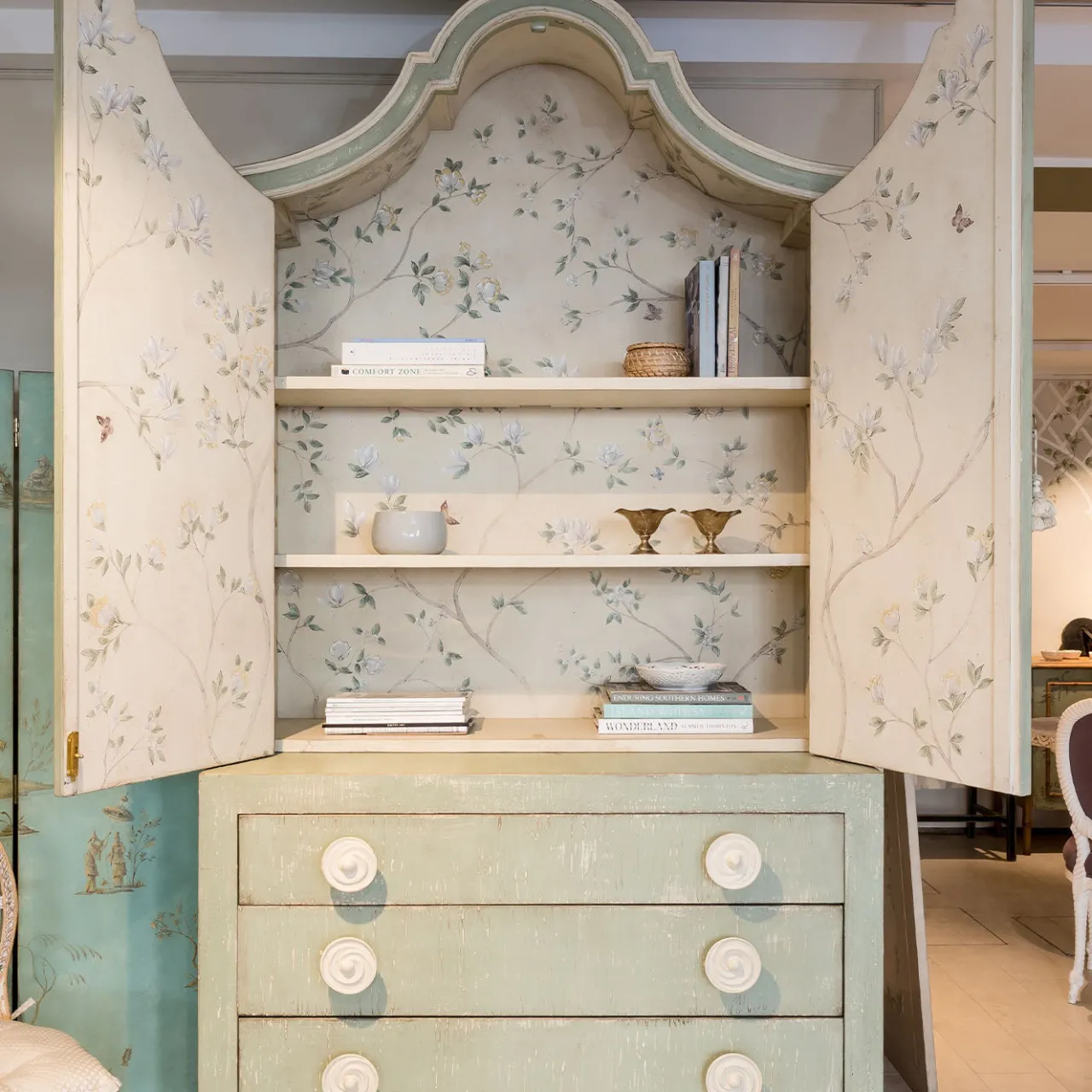 Porte Italia Dressers<Ferrovia Cupboard Green Dresser With Magnolia