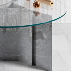 Luce Di Carrara Dining Tables<Filo Round Grey Marble & Glass Dining Table