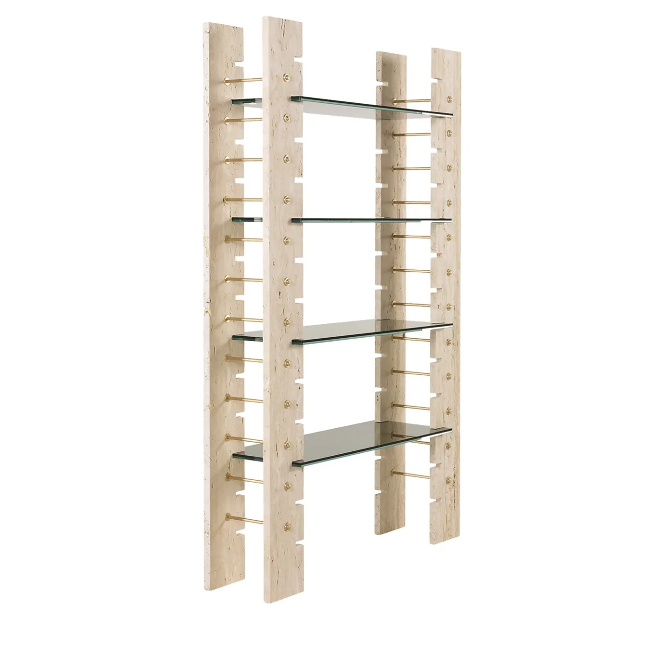 Gianfranco Ferré Home Bookcases<Fitzroy Travertino Marble And Glass Shelves Bookcase
