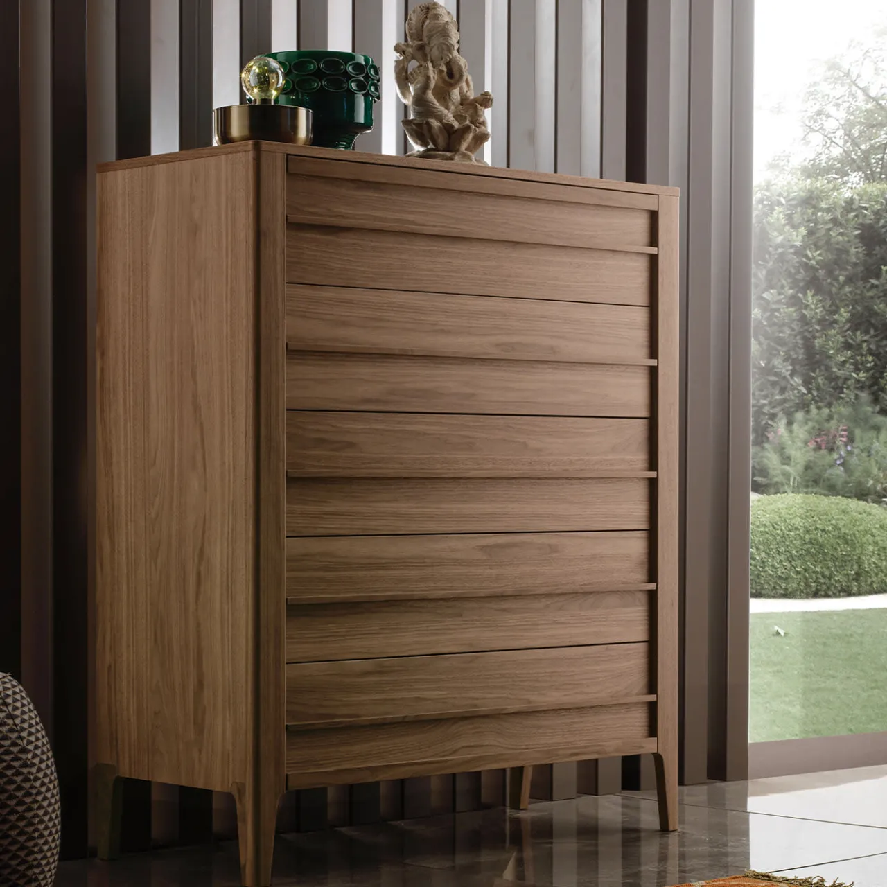 Modesign Dressers<Five-Drawer Walnut Wood Dresser Modo10 Collection