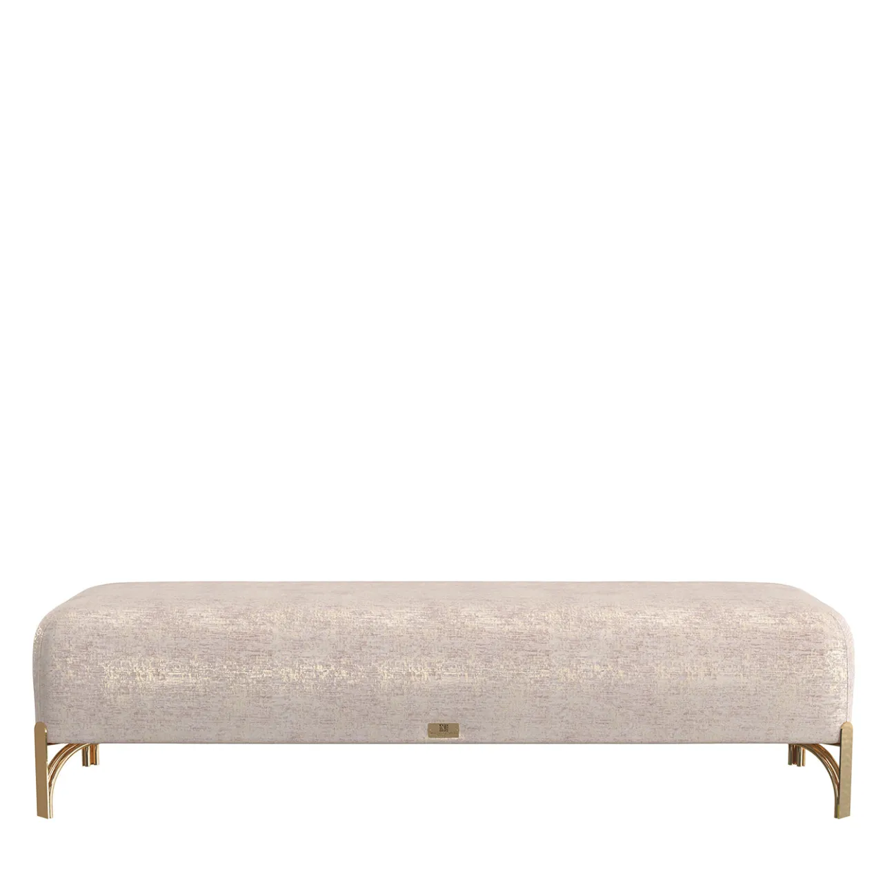 Morello Gianpaolo Benches<Flare 02 Beige Upholstered Bench with Metal Legs