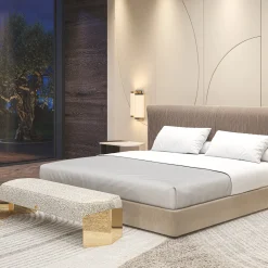 Morello Gianpaolo Benches<Flare 03 Gray Bench with Champagne Metal Legs