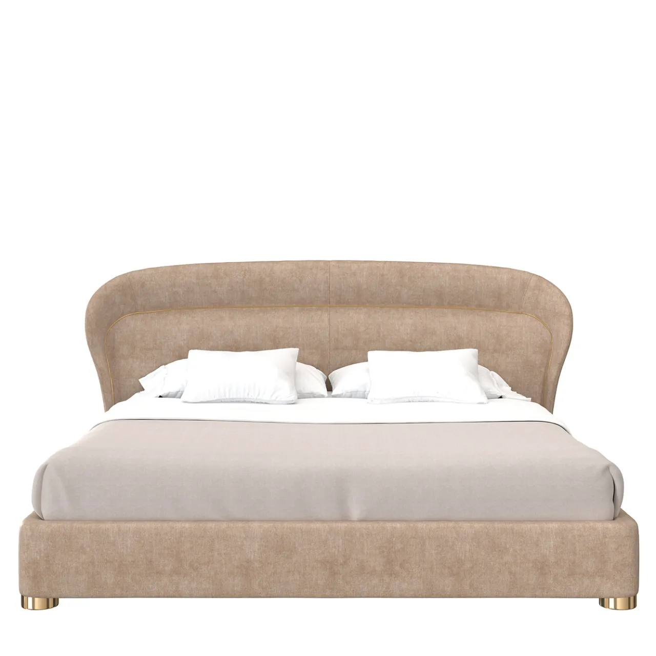 Morello Gianpaolo Beds<Flare 02 Upholstered Beige Velvet Bed