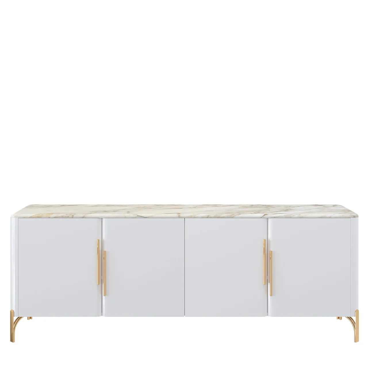 Morello Gianpaolo Sideboards Buffets<Flare Four-Door White Lacquered Sideboard