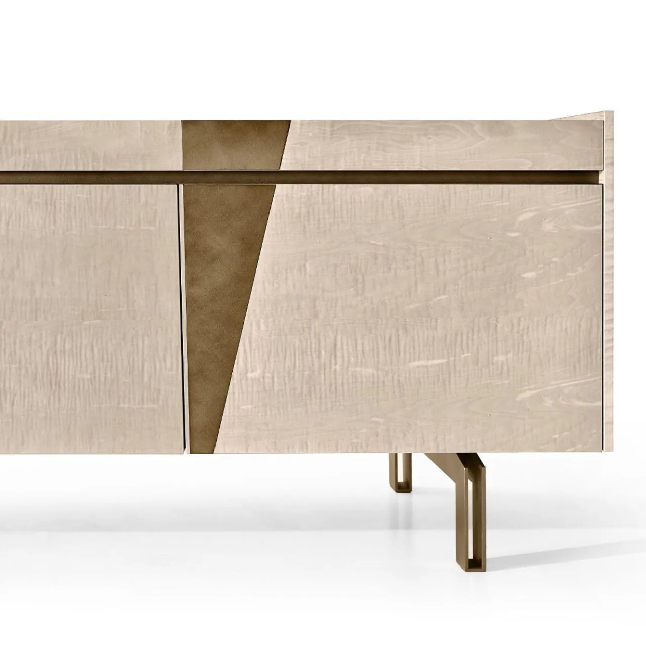 Franco Bianchini Sideboards Buffets<Flash Beige Wood Sideboard with Bronze Inserts