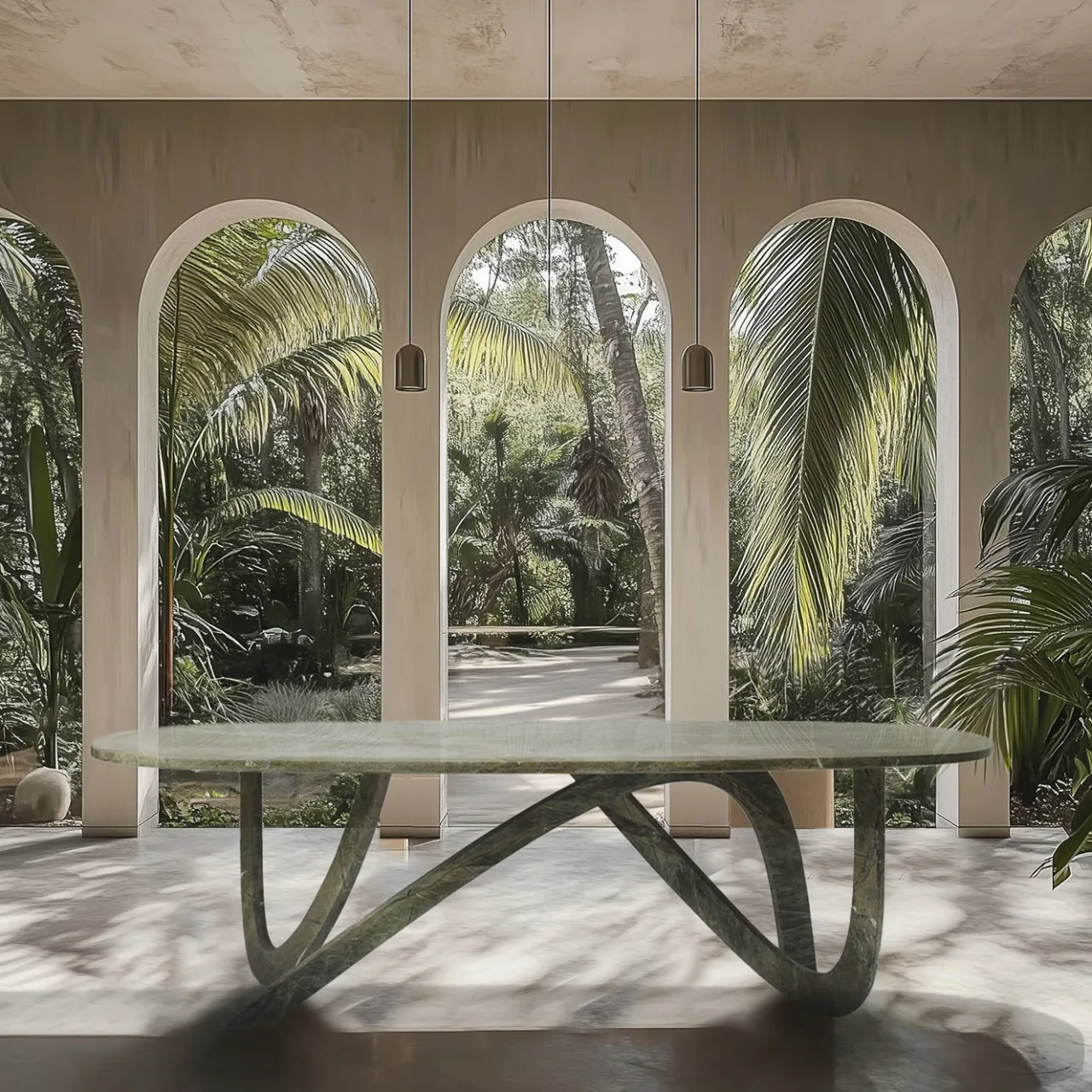 dAM Atelier Dining Tables<Fleur Green Marble Dining Table
