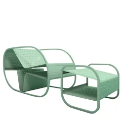 Giacopini Outdoor Armchairs<Flip Mint Seat and Sidetable by Salomé Hazan