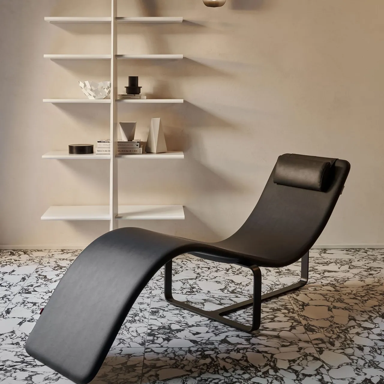 Baleri Italia Chaises<Flipt Black Leather Convertible Armchair and Chaise-longue
