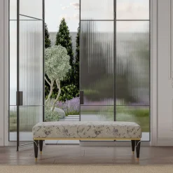 Guerra Vanni Benches<Floral Upholstered Black Brown Bench from Studio Privè Collection