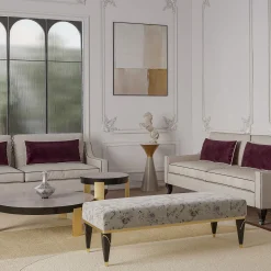 Guerra Vanni Benches<Floral Upholstered Black Brown Bench from Studio Privè Collection