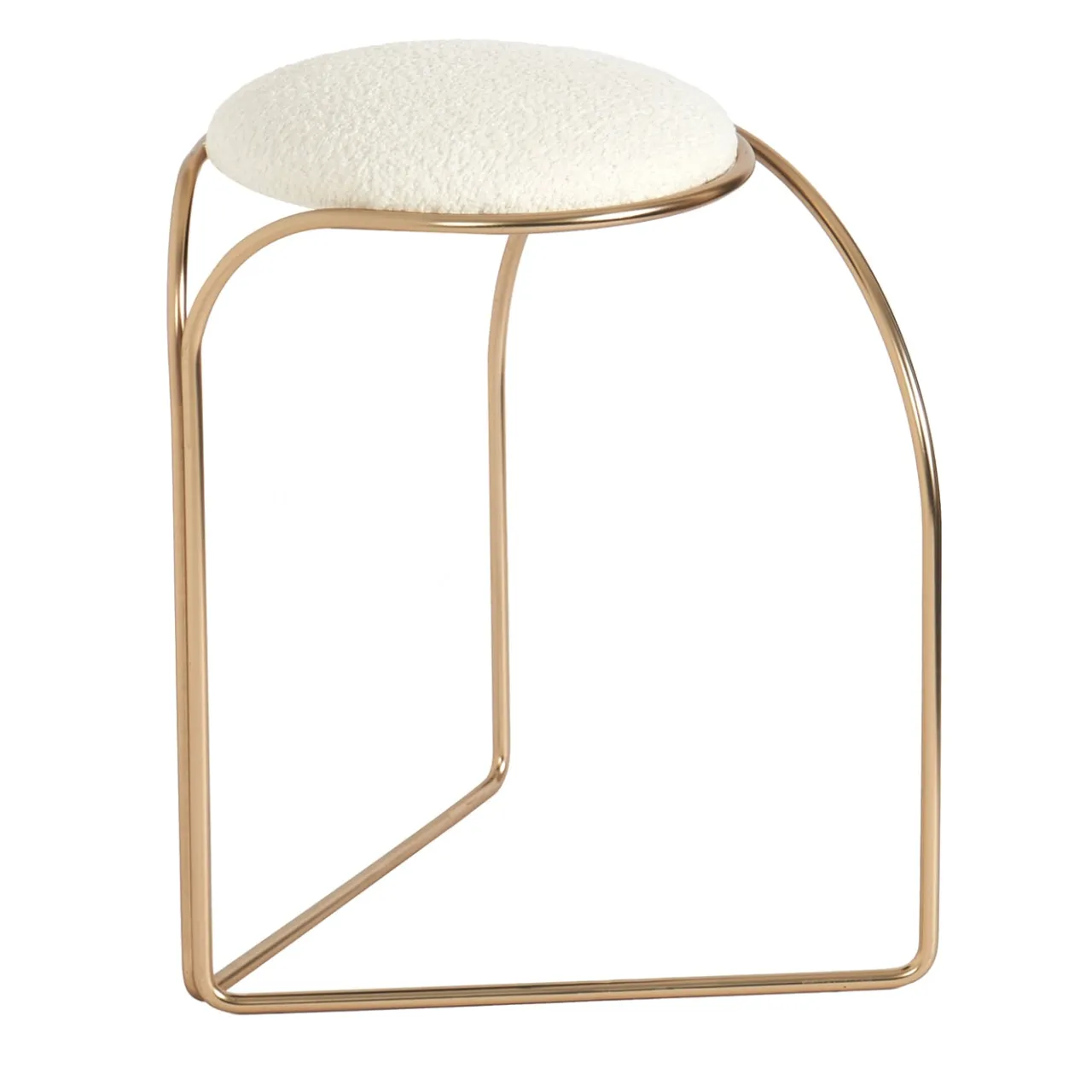 Enrico Girotti Stools<FLOW SCULPTURAL GOLD AND WHITE LOW STOOL