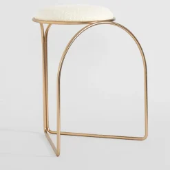 Enrico Girotti Stools<FLOW SCULPTURAL GOLD AND WHITE LOW STOOL