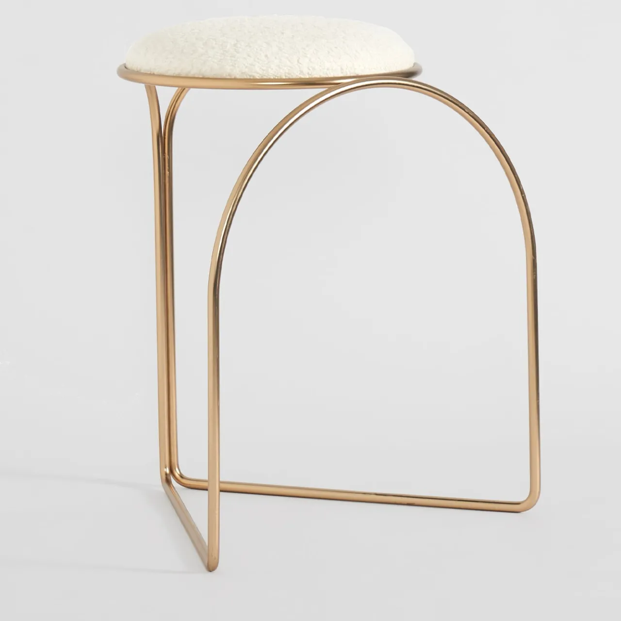 Enrico Girotti Stools<FLOW SCULPTURAL GOLD AND WHITE LOW STOOL