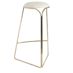 Enrico Girotti Bar Stools<FLOW SCULPTURAL GOLD AND WHITE HI STOOL