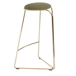 Enrico Girotti Bar Stools<FLOW SCULPTURAL GOLD AND GREEN HI STOOL