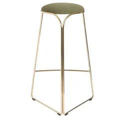 Enrico Girotti Bar Stools<FLOW SCULPTURAL GOLD AND GREEN HI STOOL