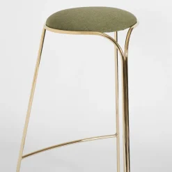 Enrico Girotti Bar Stools<FLOW SCULPTURAL GOLD AND GREEN HI STOOL