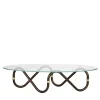 Borzalino Coffee Tables<Flow Sinusoidal Oval Coffee Table with Extra Clear Glass Top