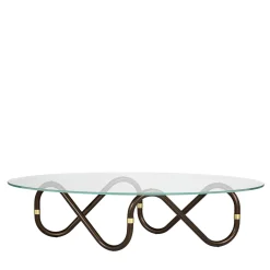 Borzalino Coffee Tables<Flow Sinusoidal Oval Coffee Table with Extra Clear Glass Top