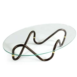 Borzalino Coffee Tables<Flow Sinusoidal Oval Coffee Table with Extra Clear Glass Top