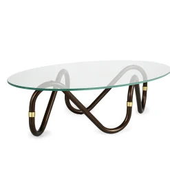 Borzalino Coffee Tables<Flow Sinusoidal Oval Coffee Table with Extra Clear Glass Top