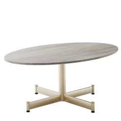 Braid Outdoor Outdoor Coffee Tables<Fly Oval Gray ceramic top & Champagne base Coffee Table by Braid Design Lab