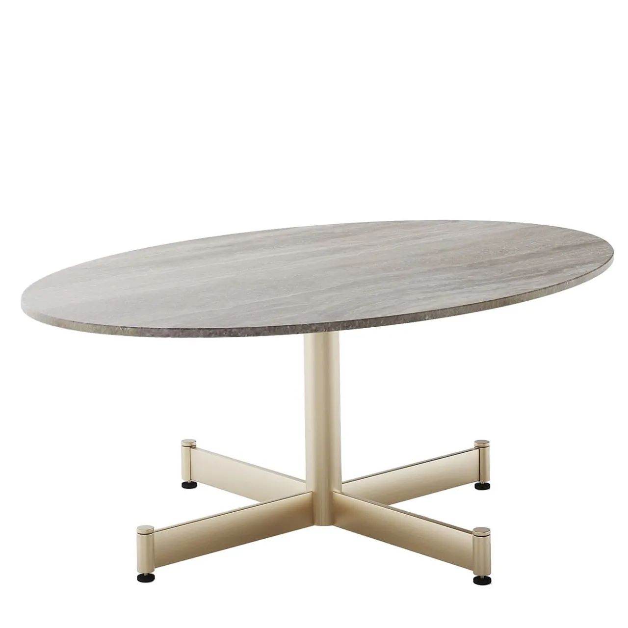 Braid Outdoor Outdoor Coffee Tables<Fly Oval Gray ceramic top & Champagne base Coffee Table by Braid Design Lab