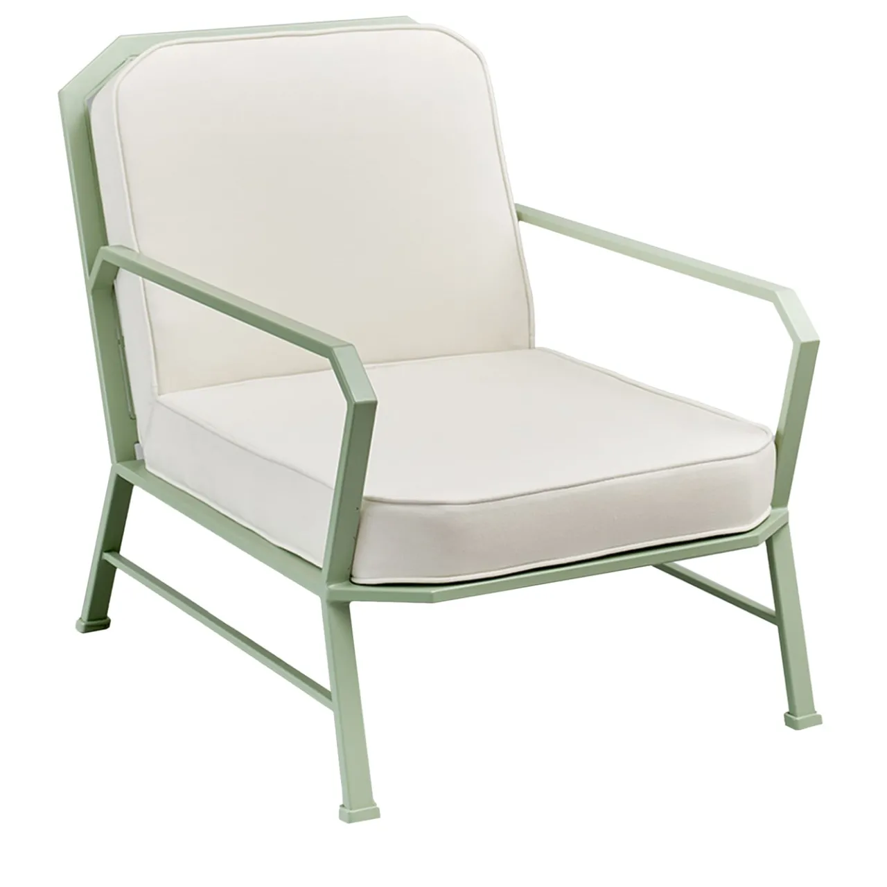 Officina Ciani Outdoor Armchairs<Forest Green and White Armchair by in Stainless Steel