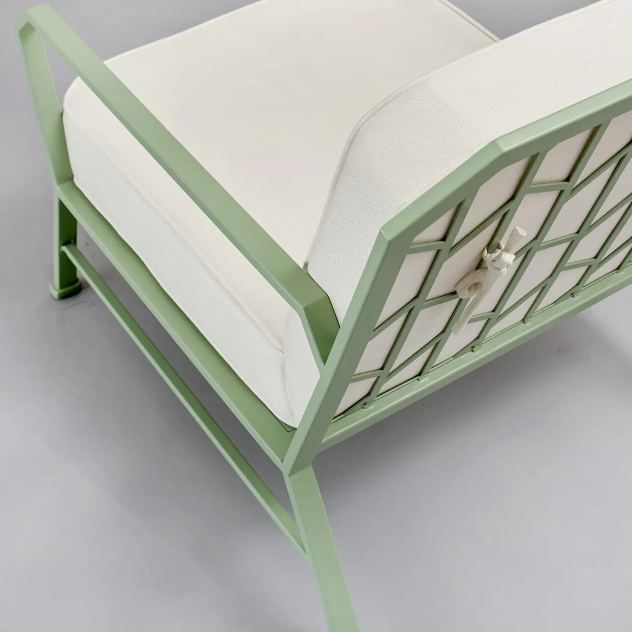 Officina Ciani Outdoor Armchairs<Forest Green and White Armchair by in Stainless Steel
