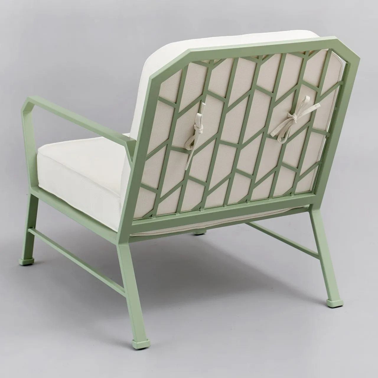 Officina Ciani Outdoor Armchairs<Forest Green and White Armchair by in Stainless Steel