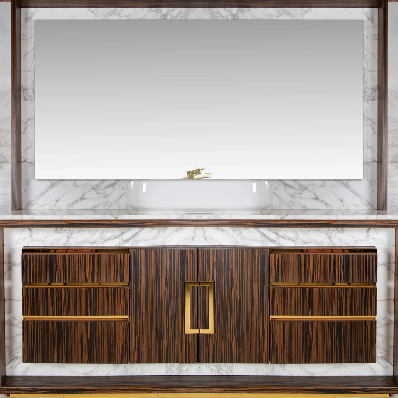 Estro Collezioni Dressers<Frame LF Arabescato marble sideboard with mirror