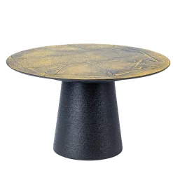 Disain 1971 Coffee Tables<Fungo Small Round Coffee Table With Gold Leaf On Spatulated Resin Top
