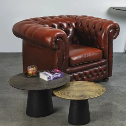 Disain 1971 Coffee Tables<Fungo Small Round Coffee Table With Gold Leaf On Spatulated Resin Top