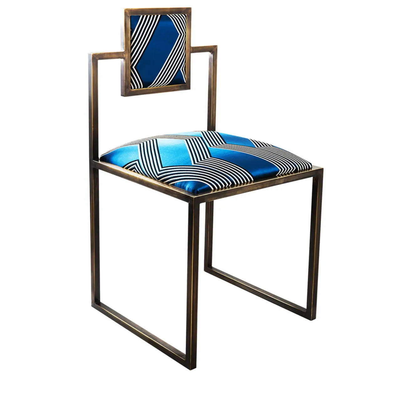 Francesco Della Femina Chairs<Funky Stripes Brass Square Chair